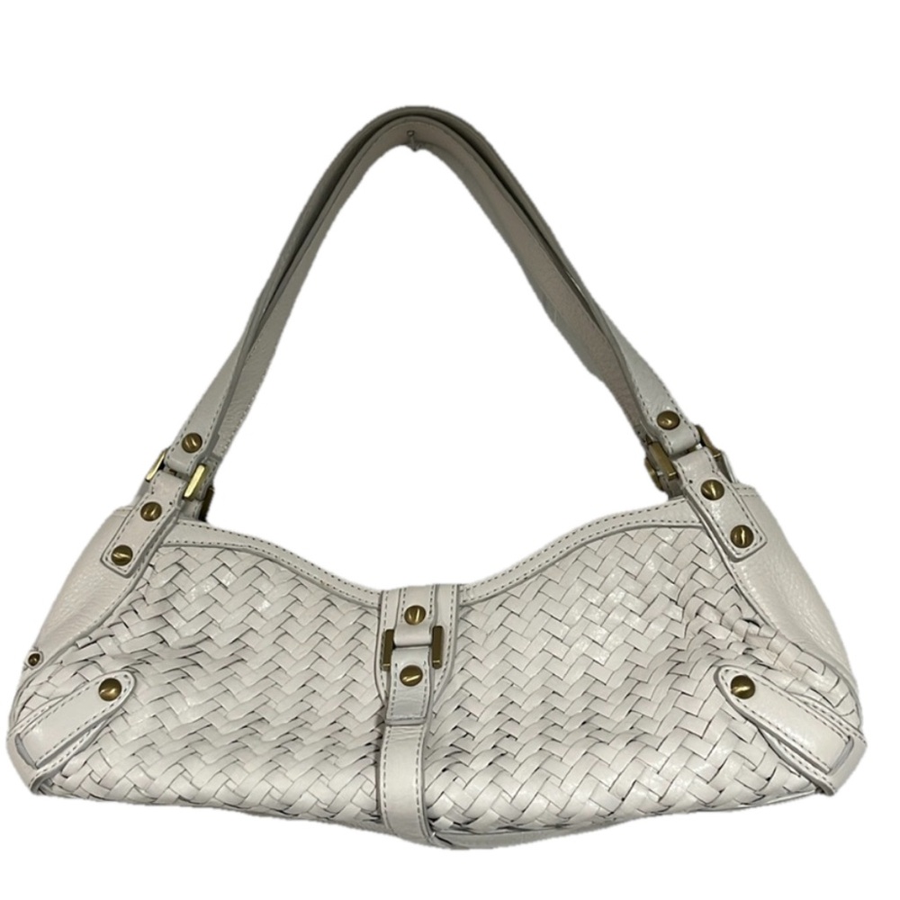 Cole Haan bag women’s  Genevieve Open Weave baguette purse Leather gold white